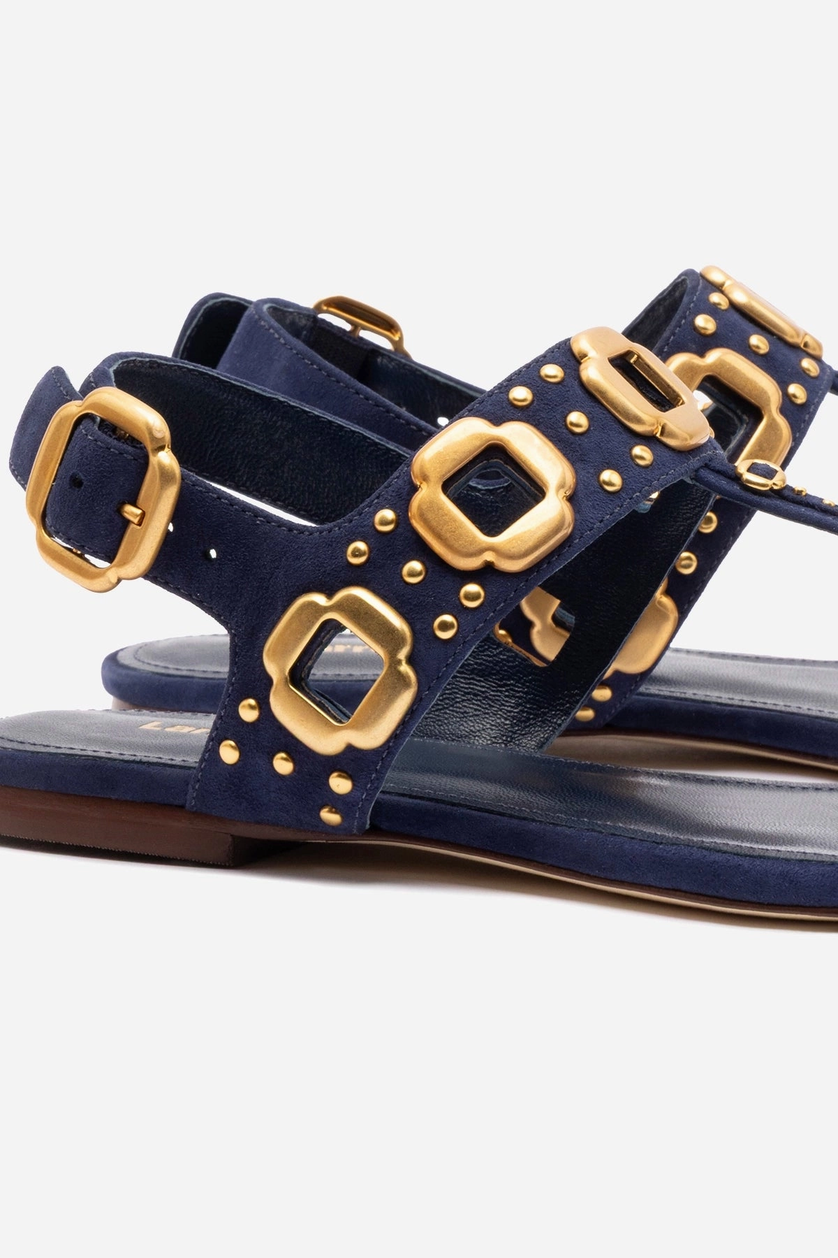 Milan Studs Thong Sandal In Navy Suede Press Look Fashion Forward