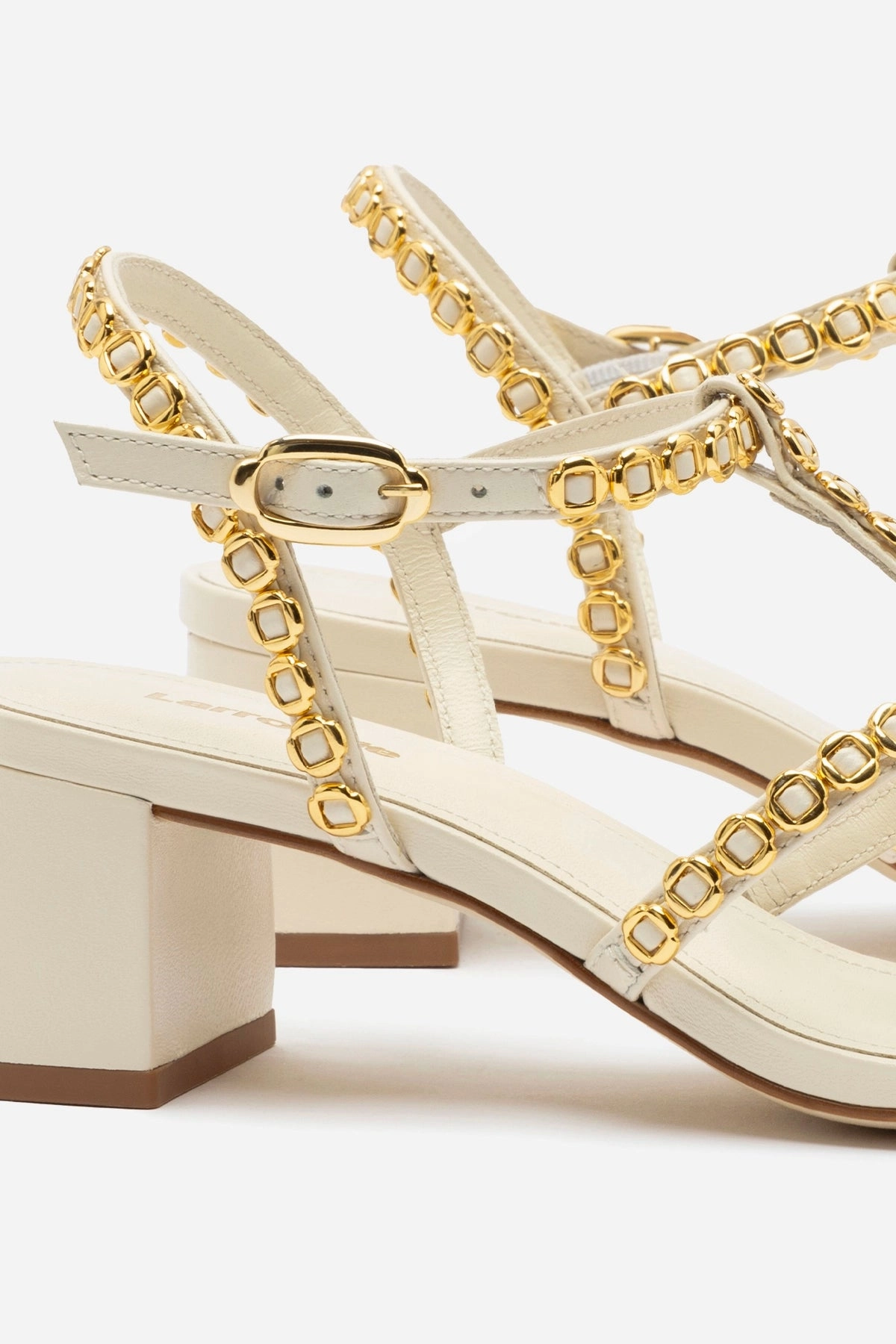 Milanina Block Sandal In Ivory Leather Sandal Fashion Foam Cushioning