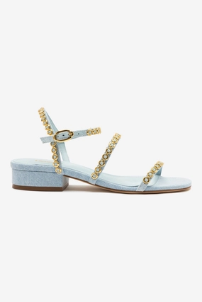 Milanina Flat Sandal In Maya Denim Club Night