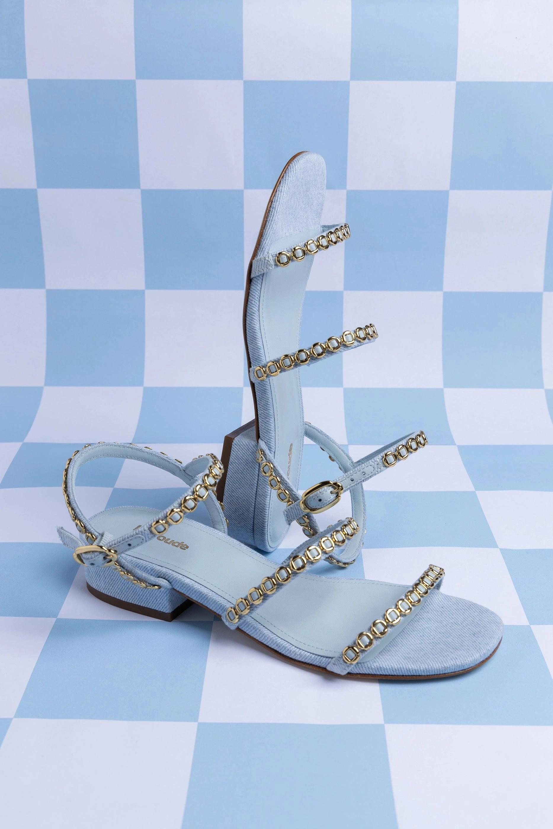 Fish Step Tree Path Milanina Flat Sandal In Maya Denim
