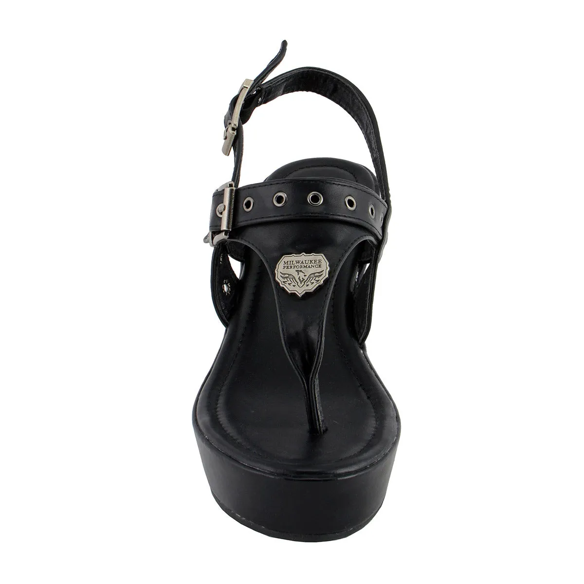 Milwaukee Leather MBL9411 Women's Black Wedge Fashion Casual Sandals