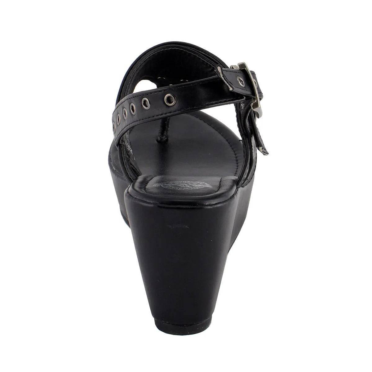 Milwaukee Leather MBL9411 Women's Black Wedge Fashion Casual Sandals