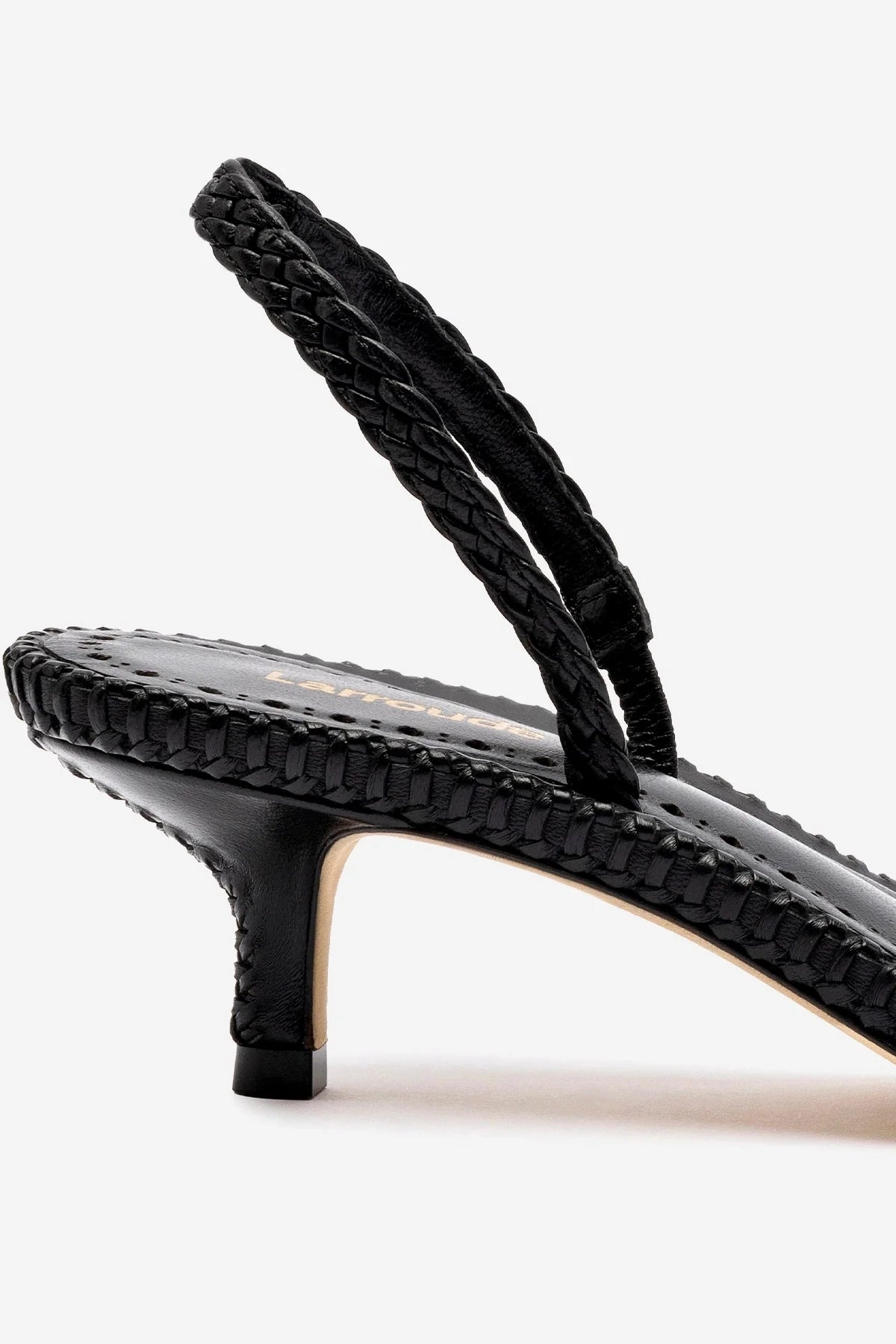 Beaded Bronze Pop Mini Annie Sandal In Black Leather Comfortable Luxe Sandals