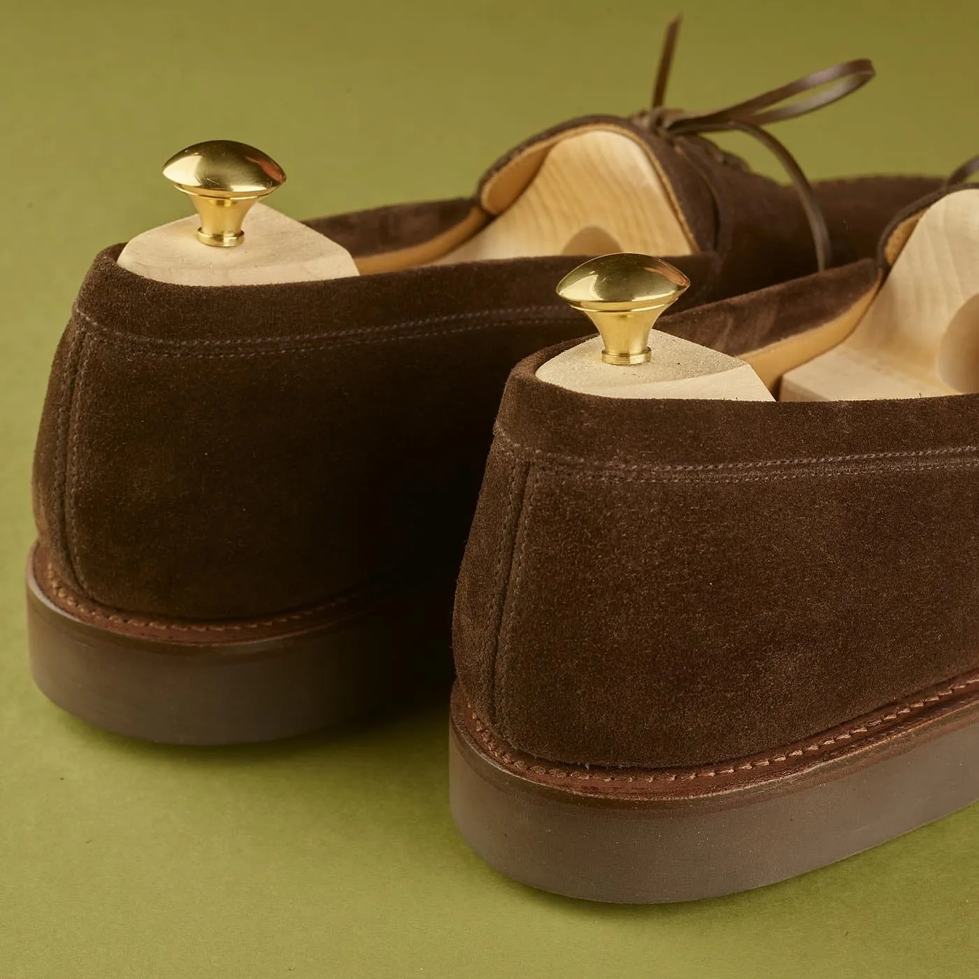 Contoured Footbed Fur Trim Falmouth Dark Brown Suede