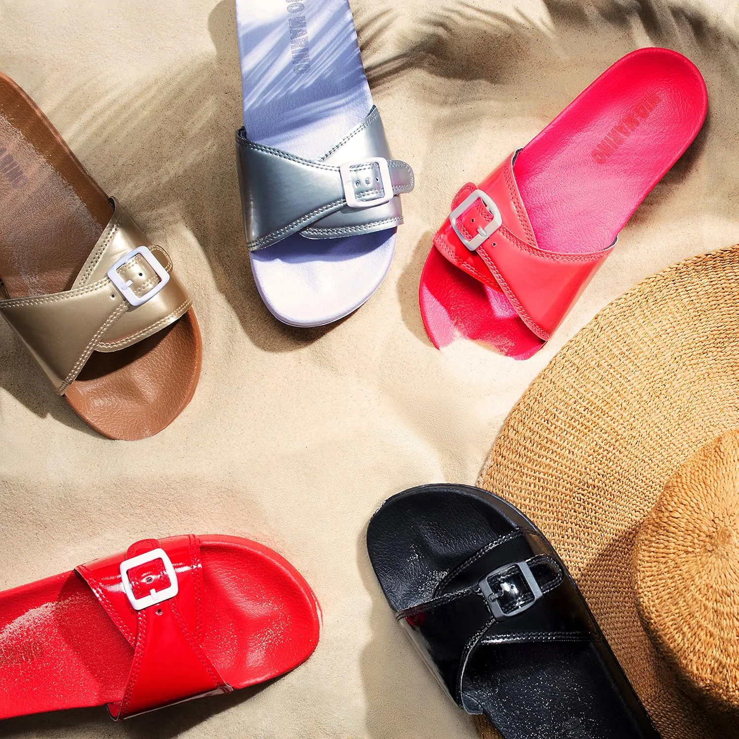 Mio Marino Adjustable Slides for Women - Beach Sandals - House Slippers
