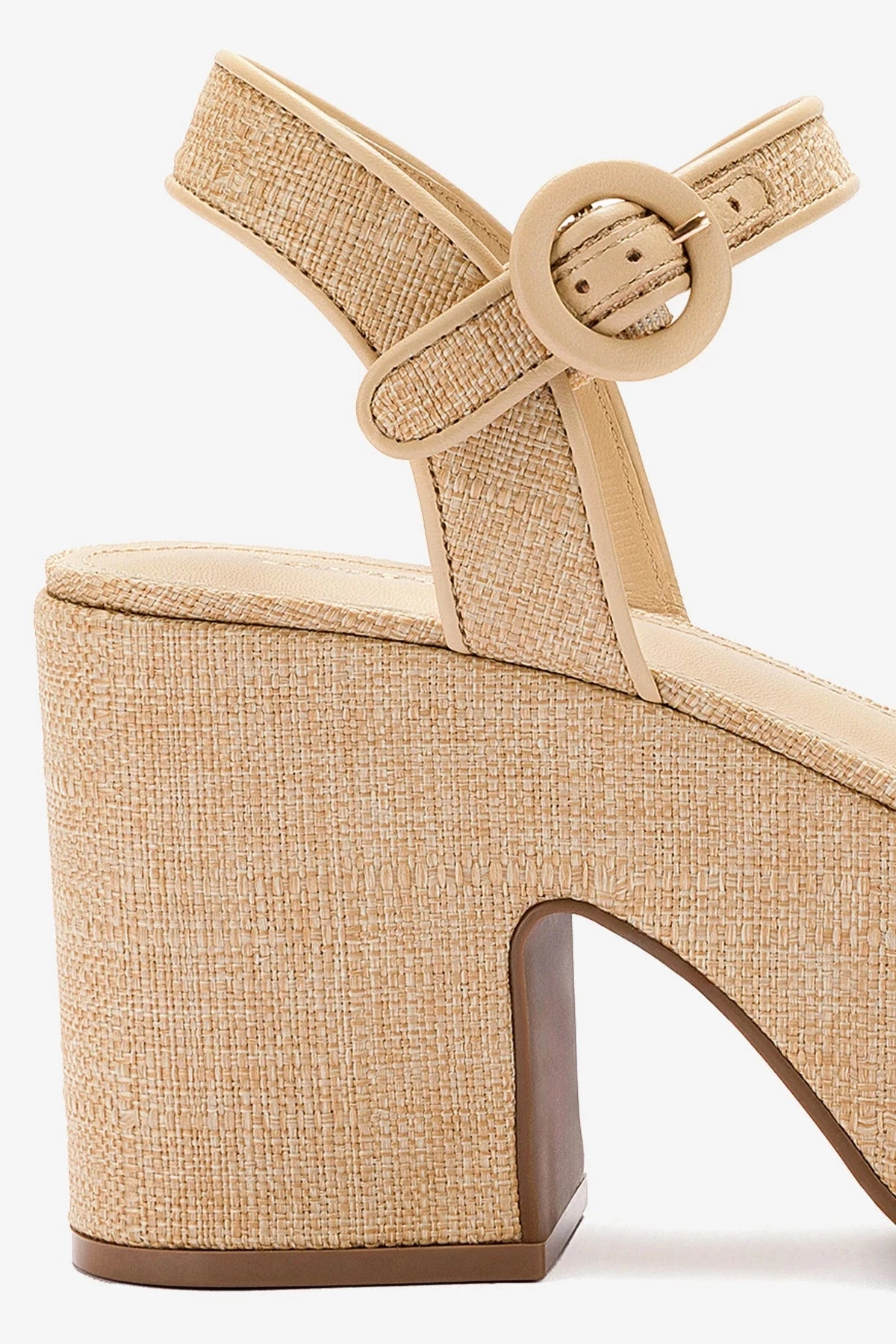 Miso Platform Strap Sandal In Beige Raffia Stylish Fit Recycled materials