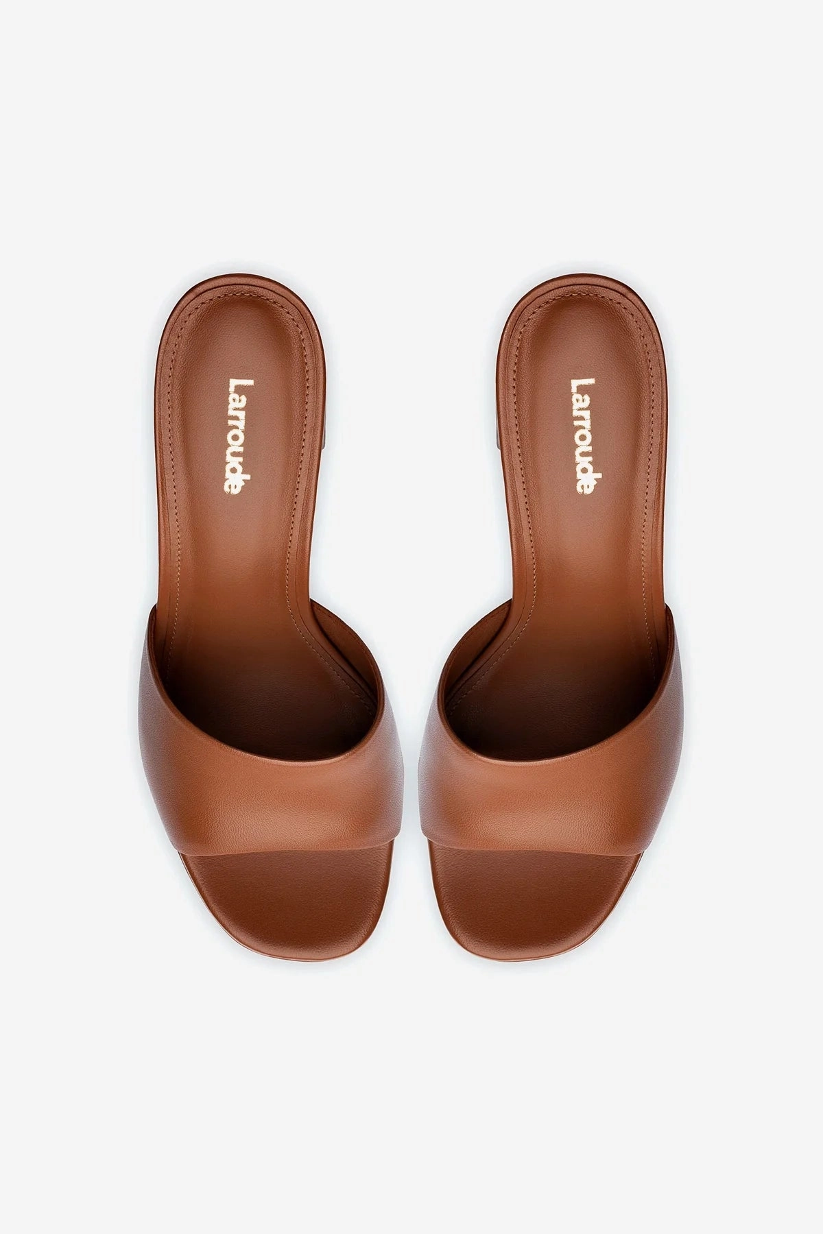 Modern Heels Dolly Mule In Caramel Leather Arch Support Footbed
