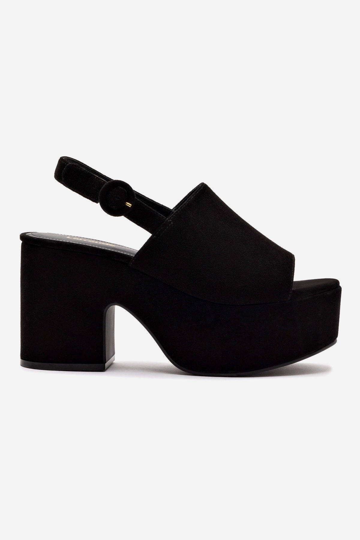 Bonded seams Modern Performance Miso Platform Sandal In Black Suede