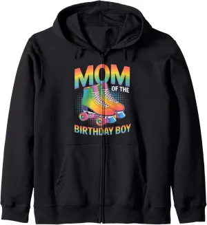 Mom Of The Birthday Boy Roller Skate Shoes Roller Skating Zip Hoodie