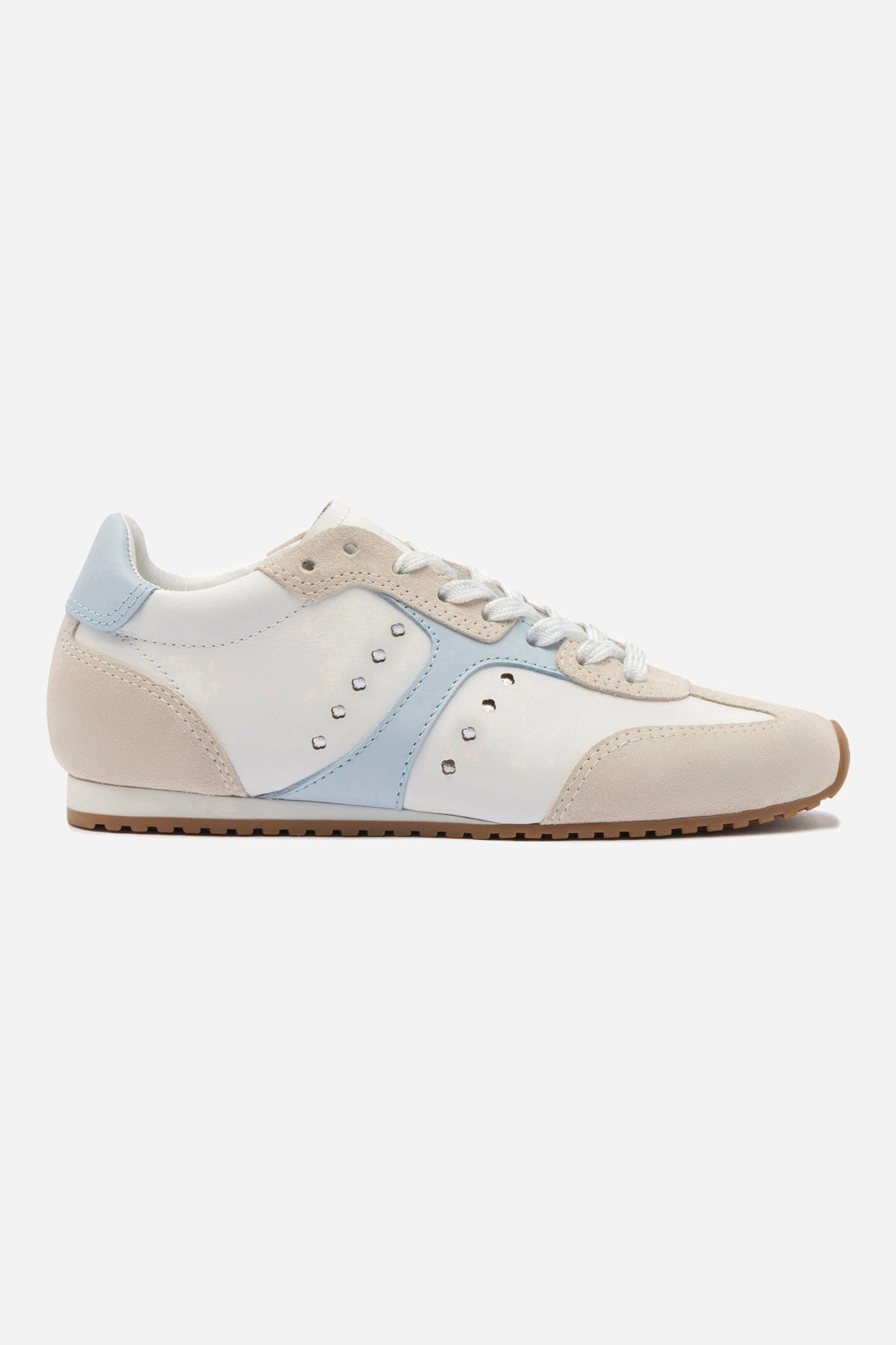 Stella Sneaker In Grey Suede, White Leather and Silver Metallic Leather Anti Skid Sand Ready