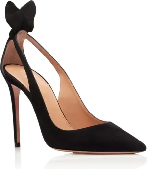MOOMMO Women Stiletto Heels Pumps with Bow Pointed Toe Dress Pumps 3" Thin High Heel Closed Pointy Toe Sandals Slip On Back Bow Cut-Out Dress Cute Wedding Heels Sexy 4-11 M US