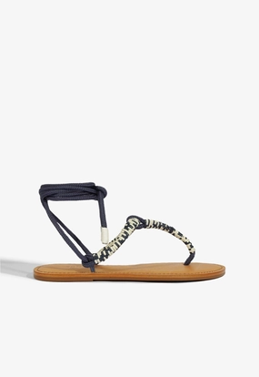 velcro Claire Blue Flat Sandal