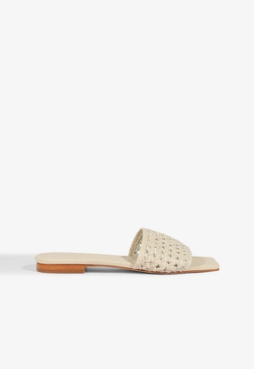 Sky View Best Seller Juliet White Leather Flat Sandal