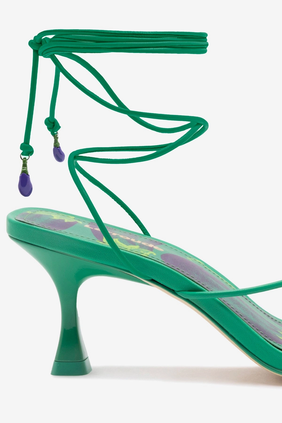 Nadia Sandal In Green Leather Ultra-Stylish Footwear Wrap Tie