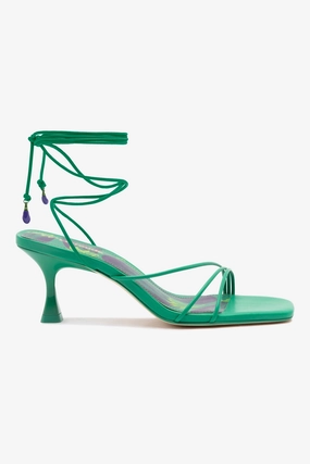 Contoured Heel Cup Nadia Sandal In Green Leather Ultra-Stylish Footwear