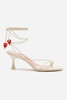 Nadia Sandal In Ivory Leather Natural Fit Wraparound Design