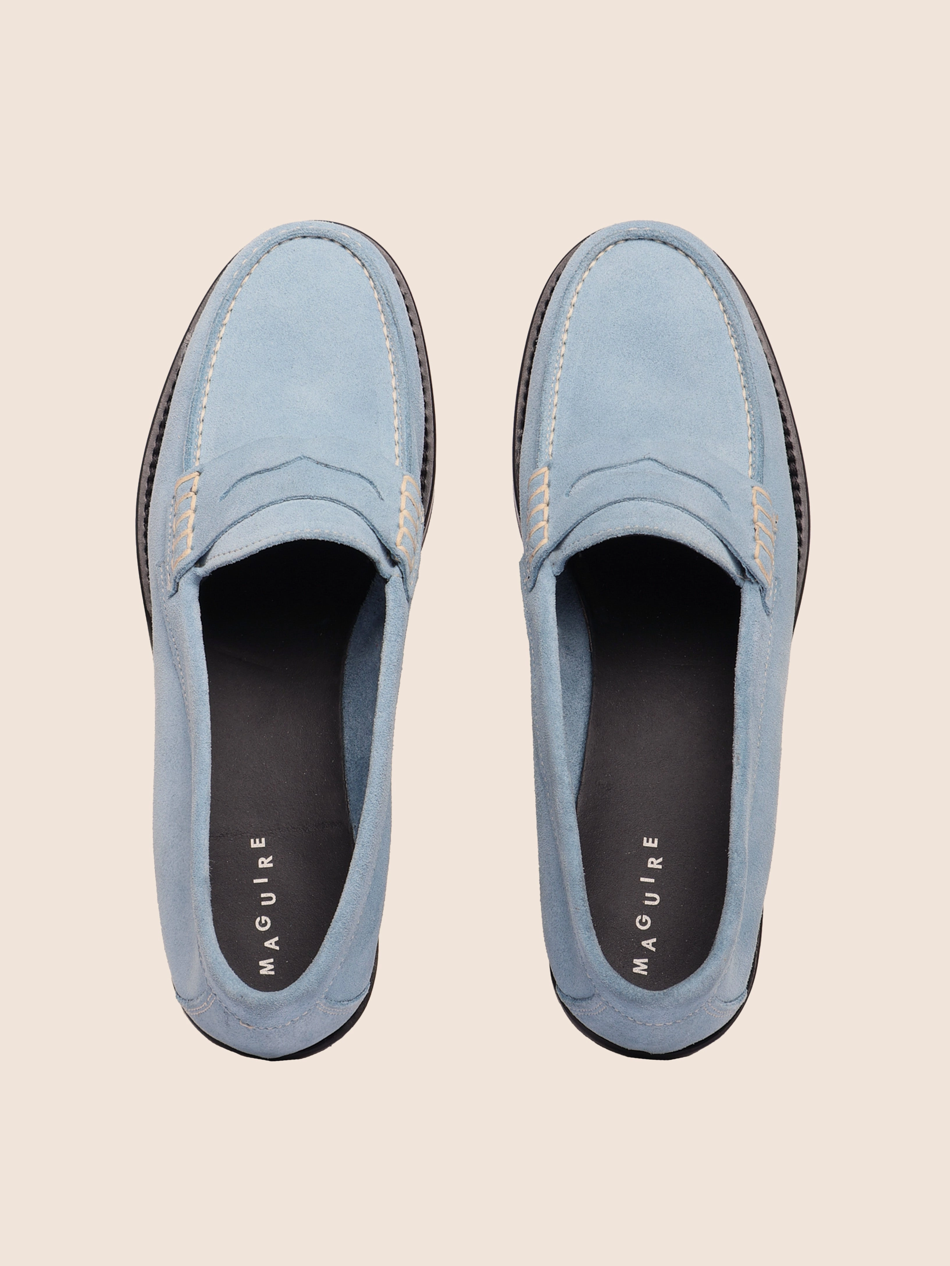 Cushioned Insole Square Time Napoli Sky Suede Loafer