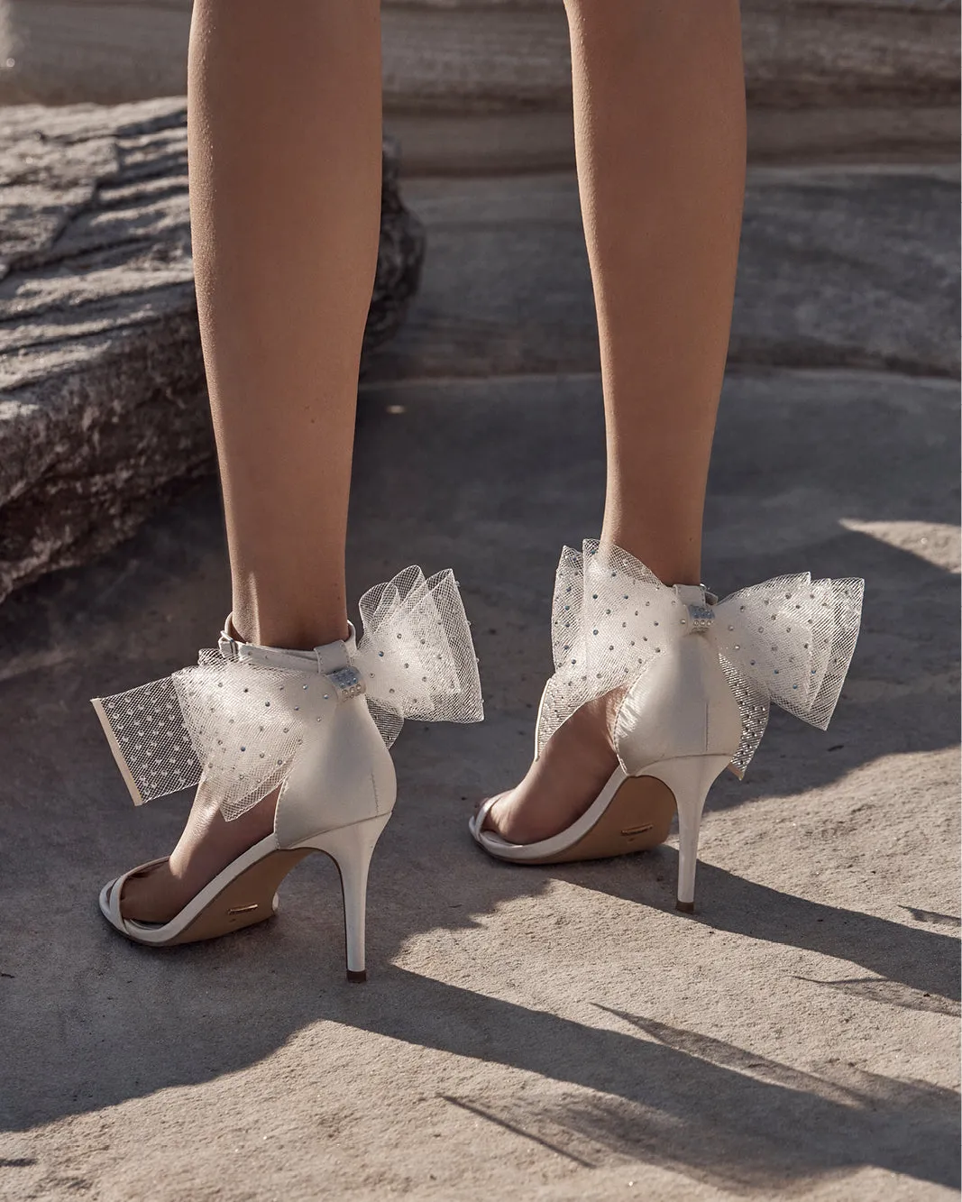 Iconic Comfort Glam Heels NASHA - WHITE SATIN