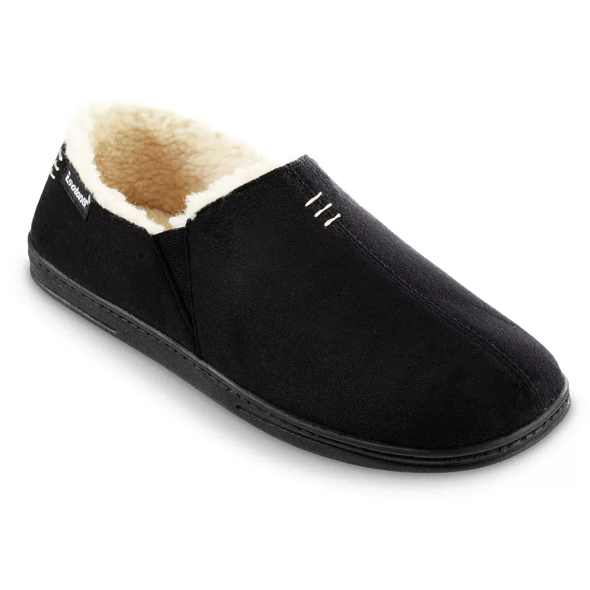 New with tags! Isotoner Men's Recycled Microsuede Nigel Closed-Back Cooling Gel Slippers in Black! Sz XXL 13-14, Retails $44US 
