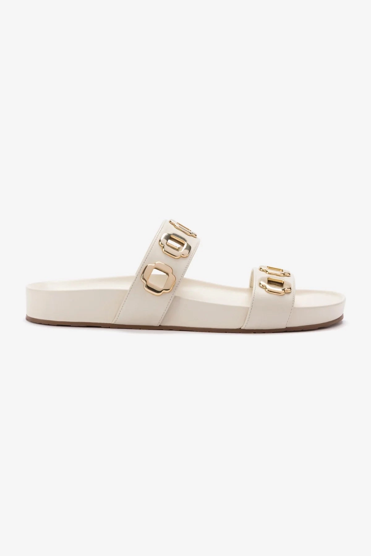 Milan Slide In Ivory Leather Strap Comfortable Cushion