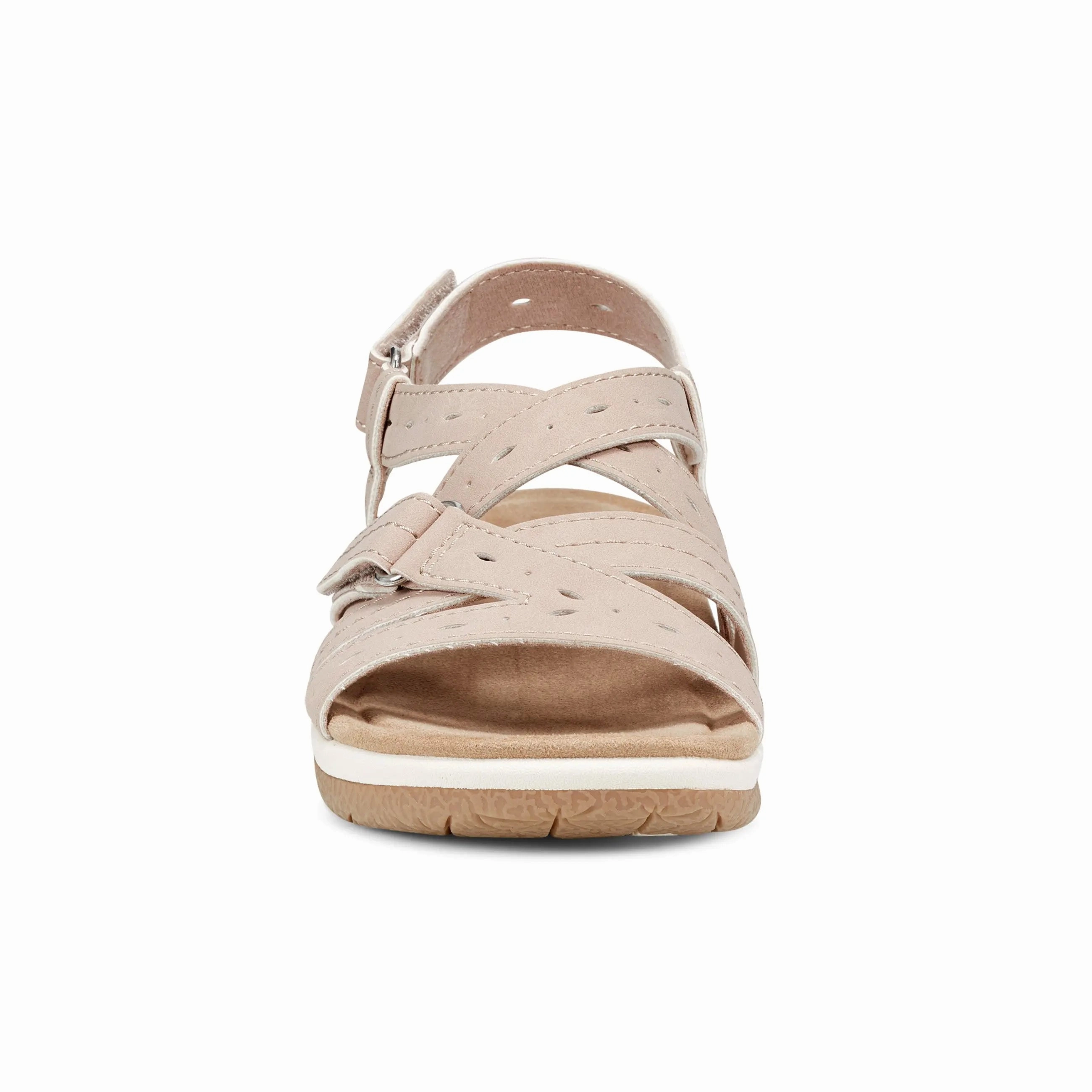 Samsin Round Toe Strappy Casual Flat Sandals Brunch Walk