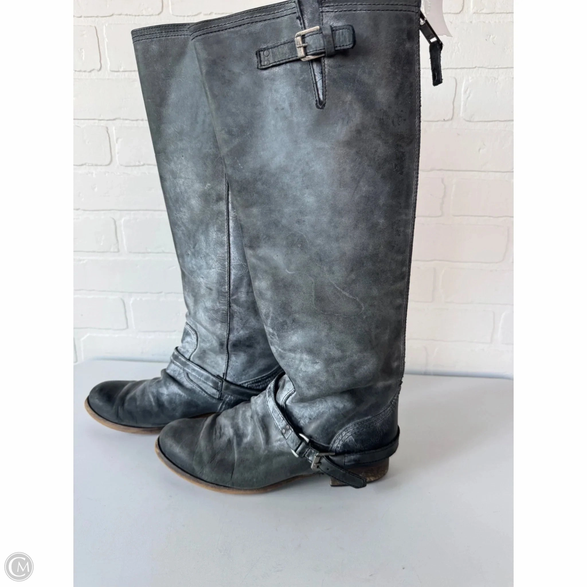 Boots Knee Flats By Steve Madden In Grey, Size: 9 Deep Tread