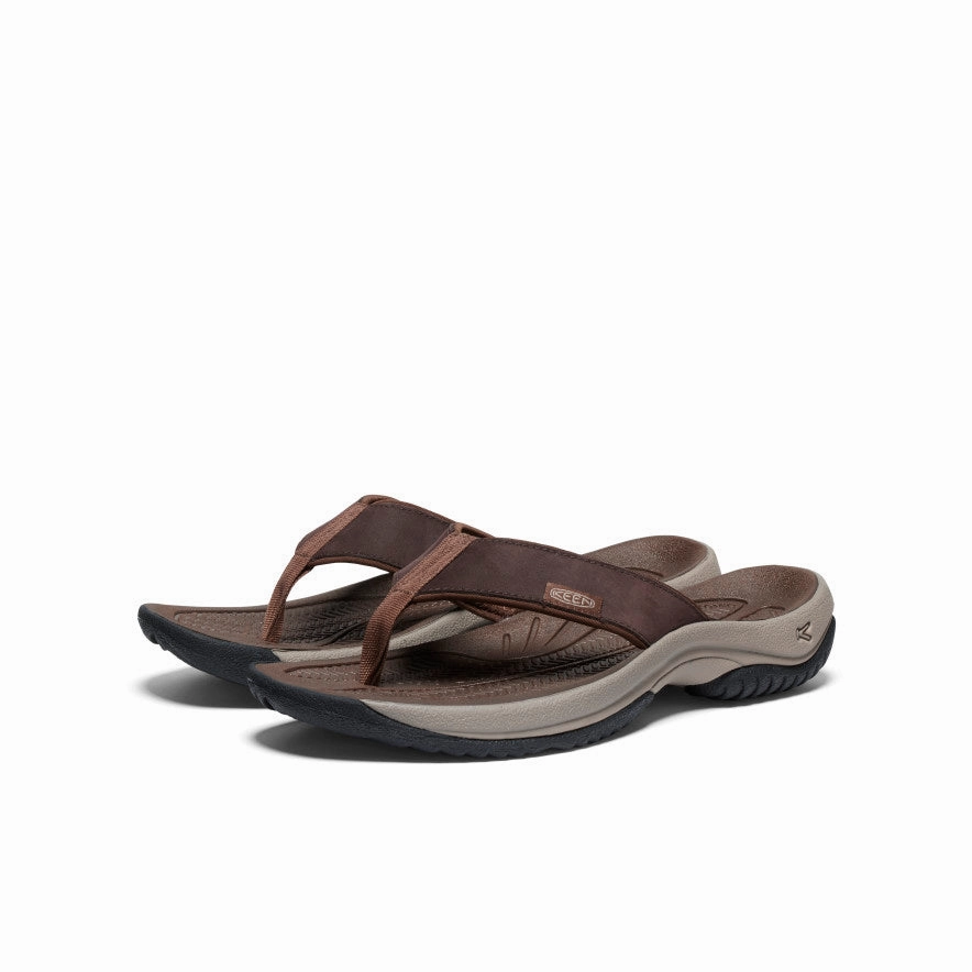Men's Kona Leather Flip-Flop  |  Java/Dark Earth Flexible walking shoes Soft Straps