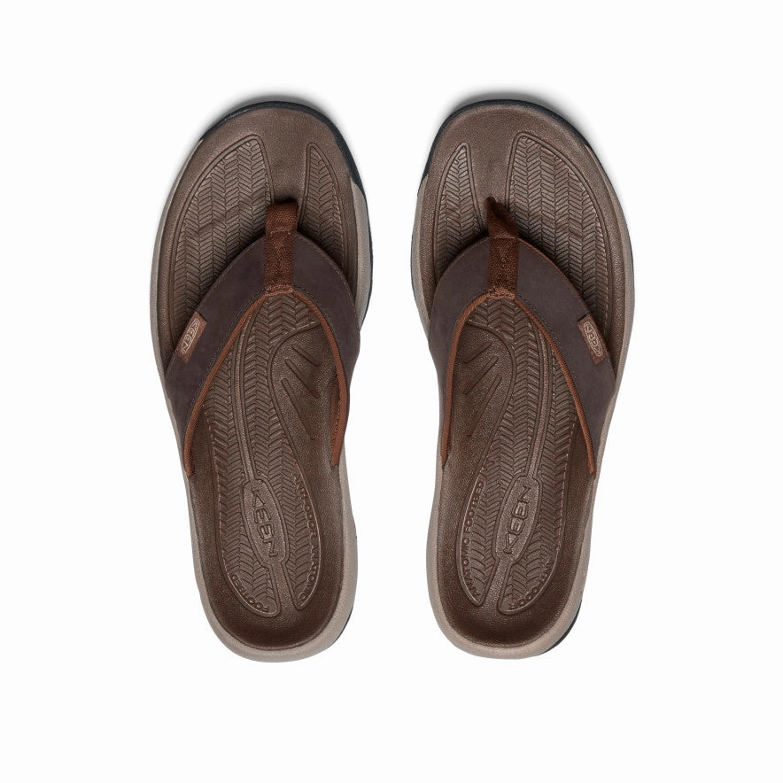 Chic Mode Men's Kona Leather Flip-Flop  |  Java/Dark Earth