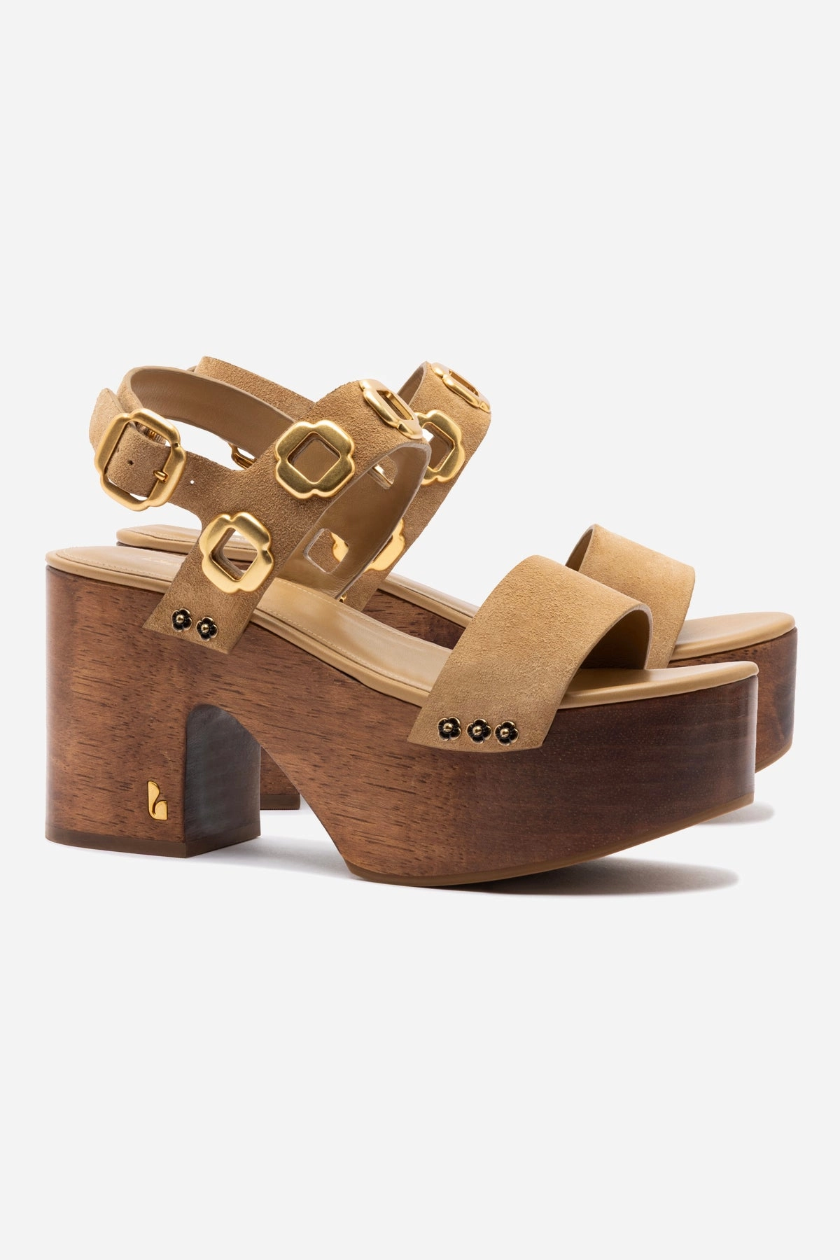 Moisture Wicking Insole Breathable Outdoor Wear Odor Control Agents Miso Wooden Platform Sandal In Peanut Suede