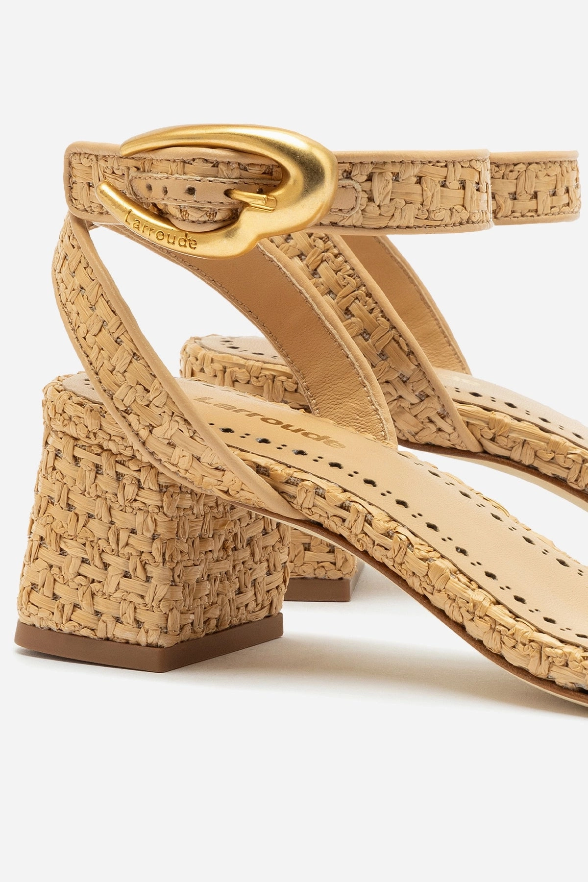 Summer Flip-flops Odor Control Technology Verona Block Sandal In Beige Leather and Natural Raffia