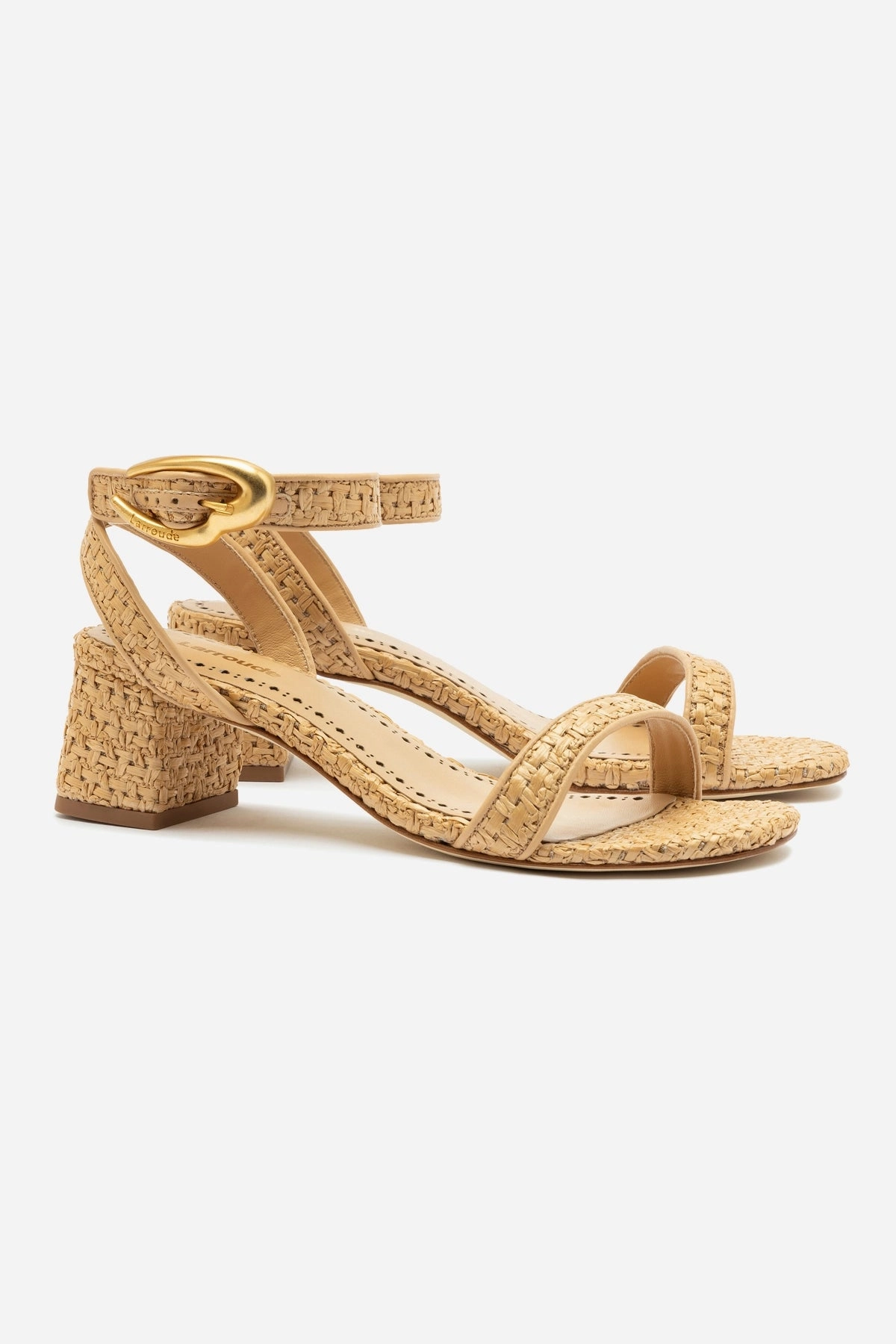 Footwear for Summer Low Heel Odor Control Technology Verona Block Sandal In Beige Leather and Natural Raffia