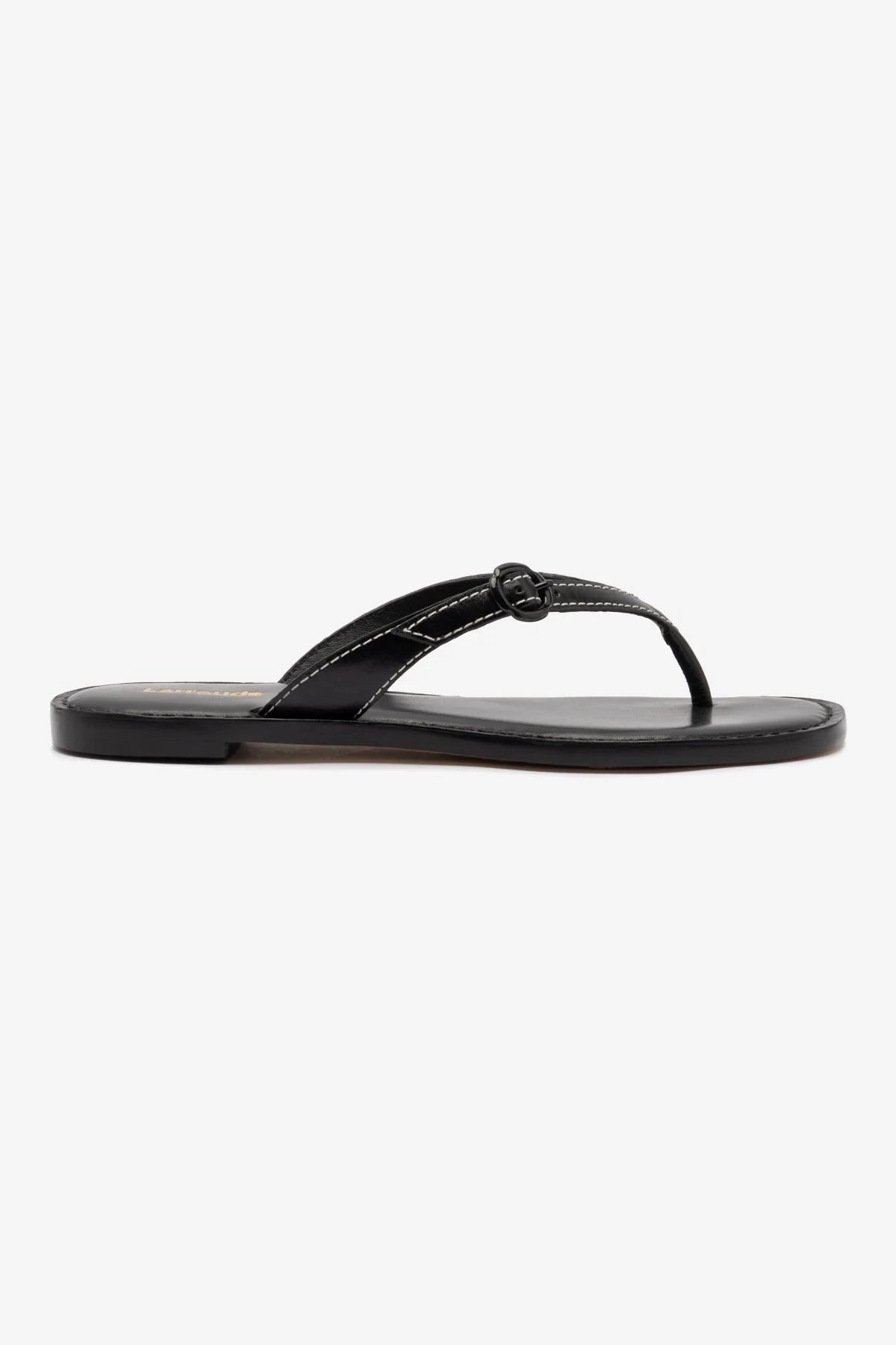 Farm Visit Mary Kate Flat Sandal In Black Leather