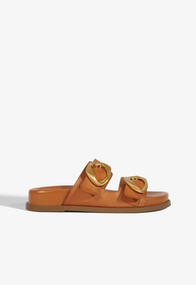 Olga Brown Leather Sporty Sandal Pastel tone Cushioning Pods
