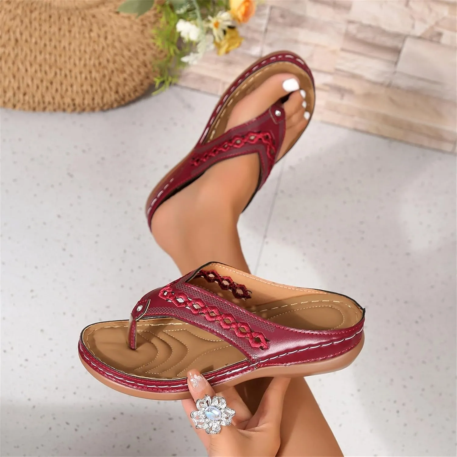 Orthopedic Sandals for Women 2025 Spring Platform Sandal Fashion Wedges Slip On Flip Flops Casual Comfortable Open Toe Dressy Summer Beach Shoes for Vacation