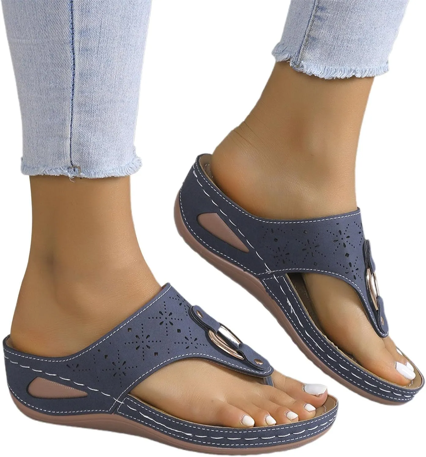 Orthopedic Sandals for Women 2025 Spring Platform Sandal Fashion Wedges Slip On Flip Flops Casual Comfortable Open Toe Dressy Summer Beach Shoes for Vacation