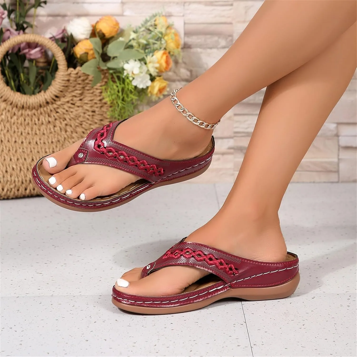 Orthopedic Sandals for Women 2025 Spring Platform Sandal Fashion Wedges Slip On Flip Flops Casual Comfortable Open Toe Dressy Summer Beach Shoes for Vacation