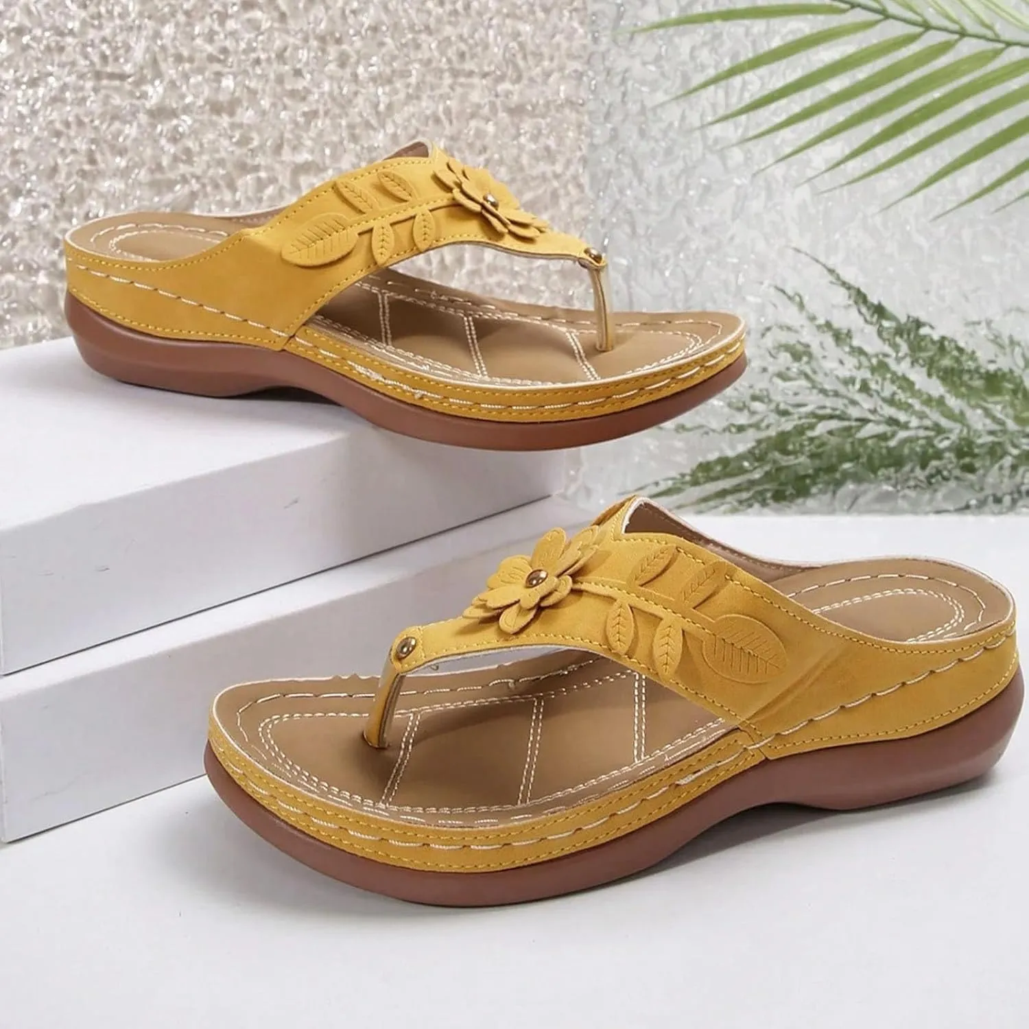 Orthopedic Sandals for Women 2025,Dressy Slip On Flip Flops Sandals with Arch Support Chic Comfortable Wide Width Platform Thong Breathable Cutout Open Toe Summer Walking Casual Beach Slippers