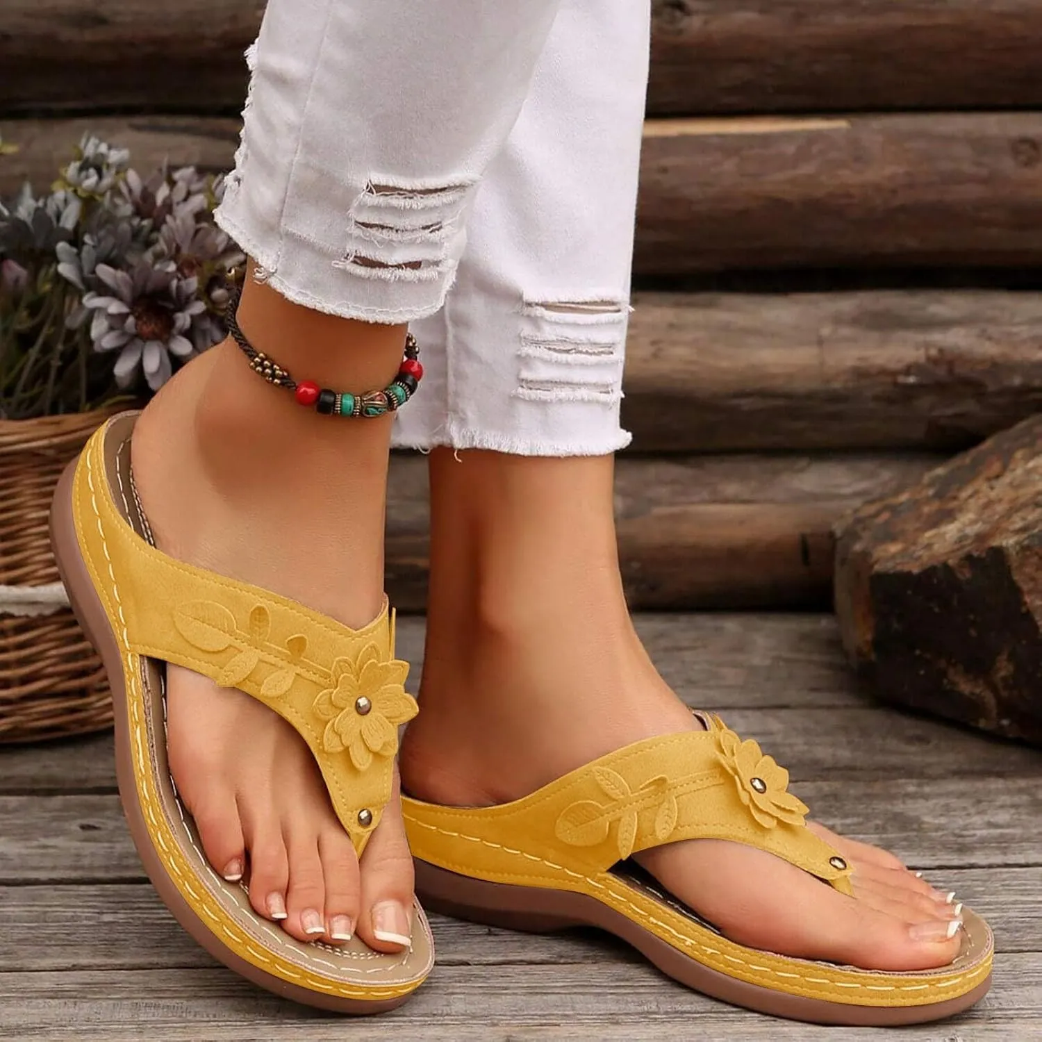 Orthopedic Sandals for Women 2025,Dressy Slip On Flip Flops Sandals with Arch Support Chic Comfortable Wide Width Platform Thong Breathable Cutout Open Toe Summer Walking Casual Beach Slippers