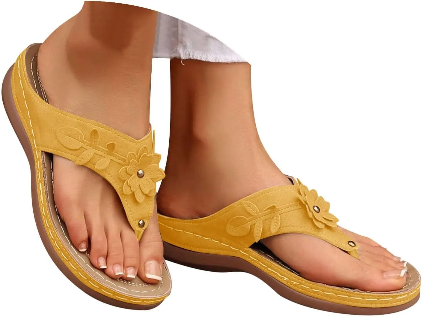 Orthopedic Sandals for Women 2025,Dressy Slip On Flip Flops Sandals with Arch Support Chic Comfortable Wide Width Platform Thong Breathable Cutout Open Toe Summer Walking Casual Beach Slippers