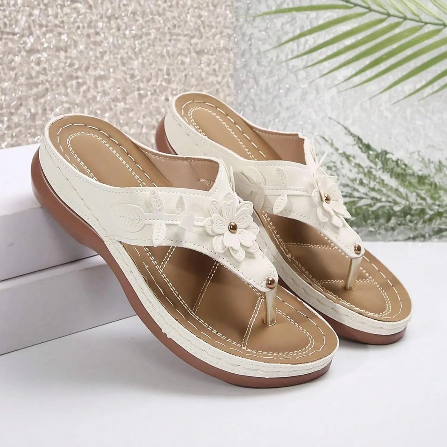 Orthopedic Sandals for Women 2025,Dressy Slip On Flip Flops Sandals with Arch Support Chic Comfortable Wide Width Platform Thong Breathable Cutout Open Toe Summer Walking Casual Beach Slippers