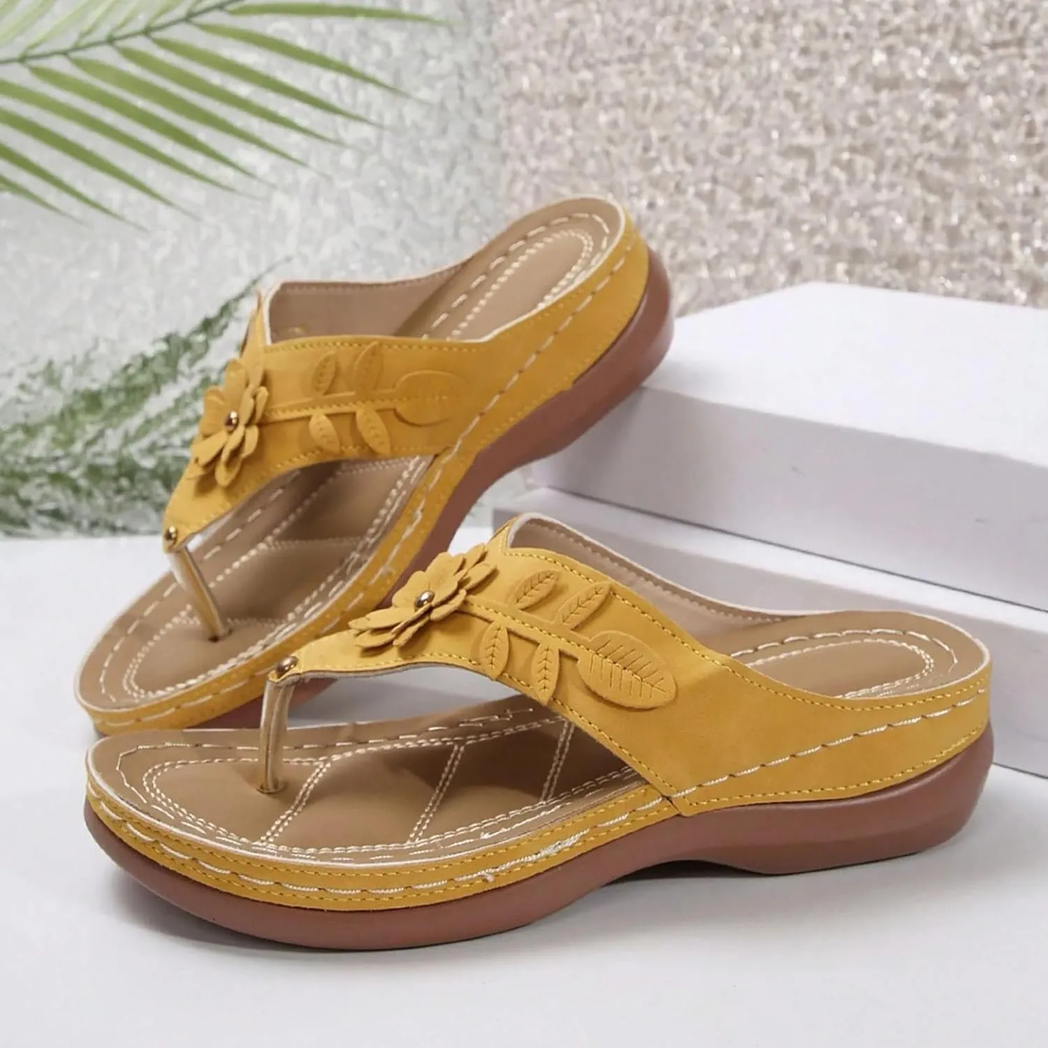 Orthopedic Sandals for Women 2025,Dressy Slip On Flip Flops Sandals with Arch Support Chic Comfortable Wide Width Platform Thong Breathable Cutout Open Toe Summer Walking Casual Beach Slippers