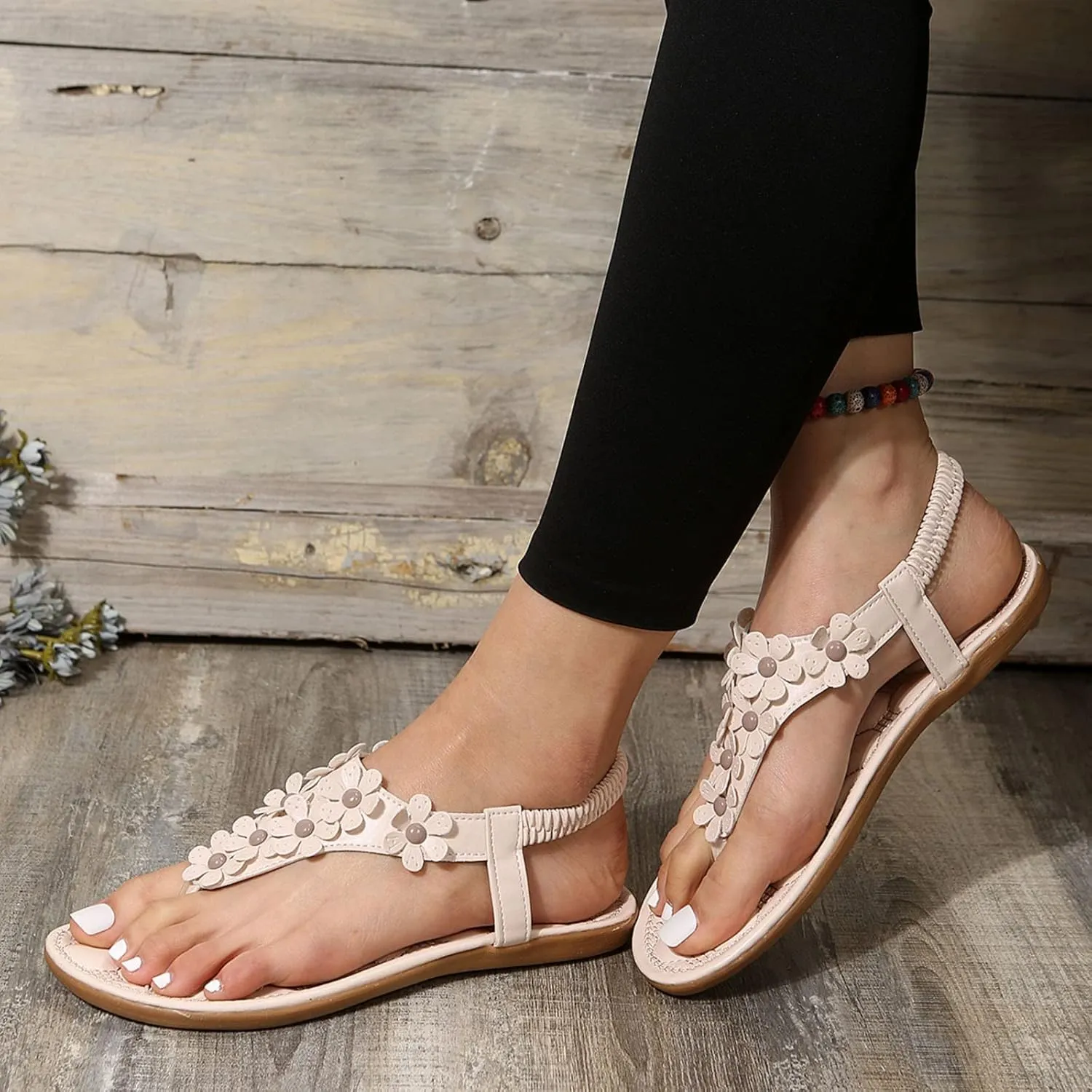 Orthopedic Sandals for Women Dressy Metallic Finish Orthotic Sandals Adjustable Ankle Straps Arch Support Cushion Barefoot Lightweight Walking Summer Flip Flops for Women