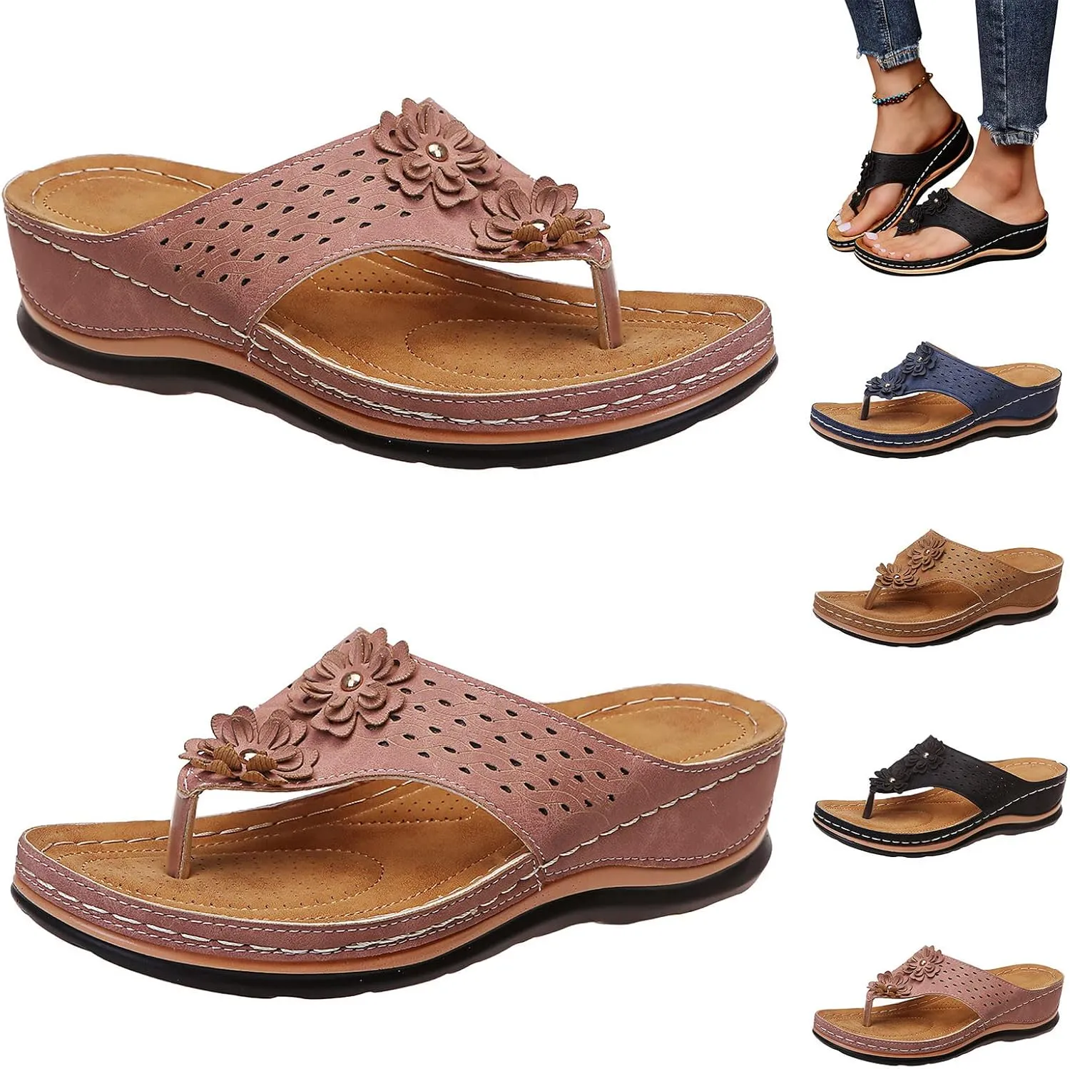 Orthopedic Sandals for Women Dressy Orthotic Women Wide Width Sandals Memory Foam Sandals Women Orthopedic Sandalias OrtopDicas Para Mujer Orthopedic Black Sandals Women Comfortable Closed Toe