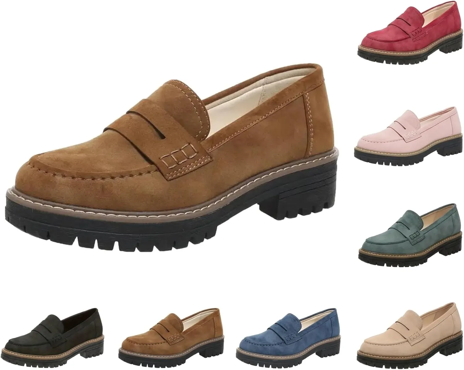 Orthoture-Orthopedic Platform Loafers Womens Round Toe Slip on Loafers Comfort Walking Shoes Lightweight Chunky Heel Loafers