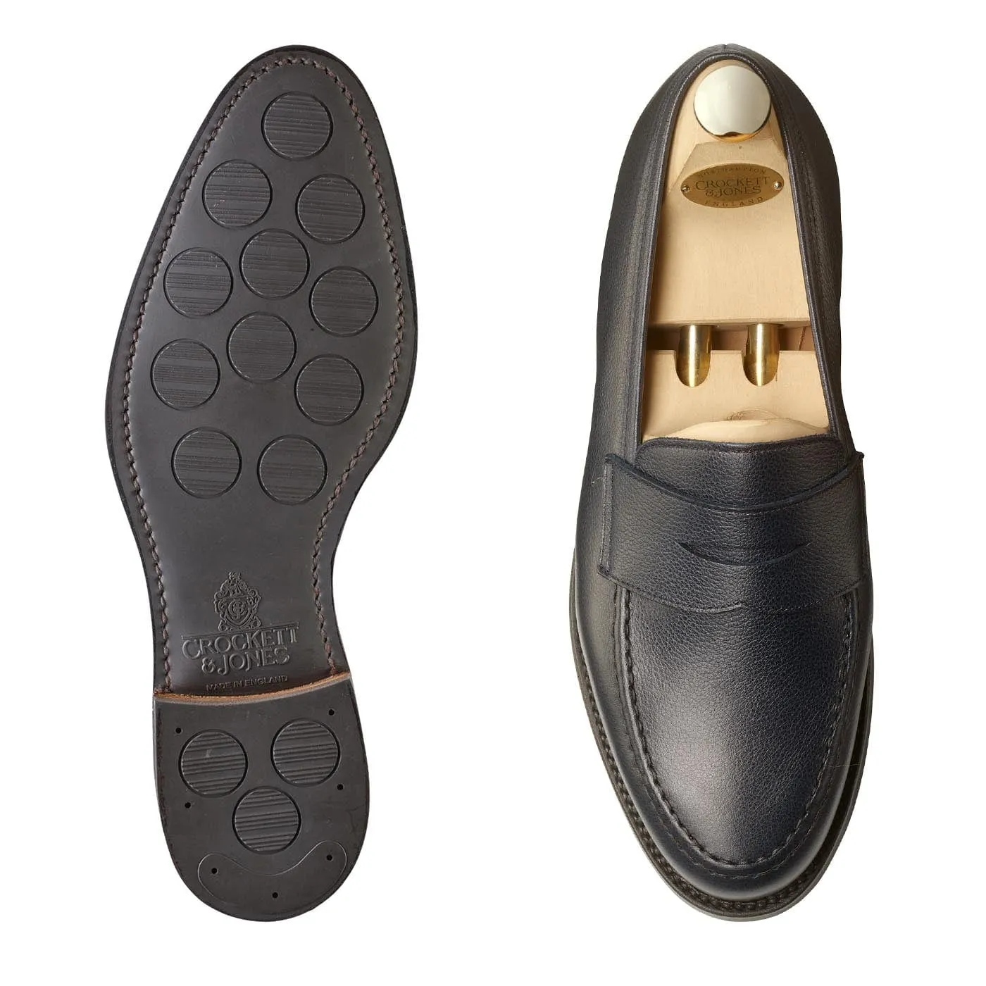 Boston Navy Cotswold Grain Smooth zipper closure Seamless Interior