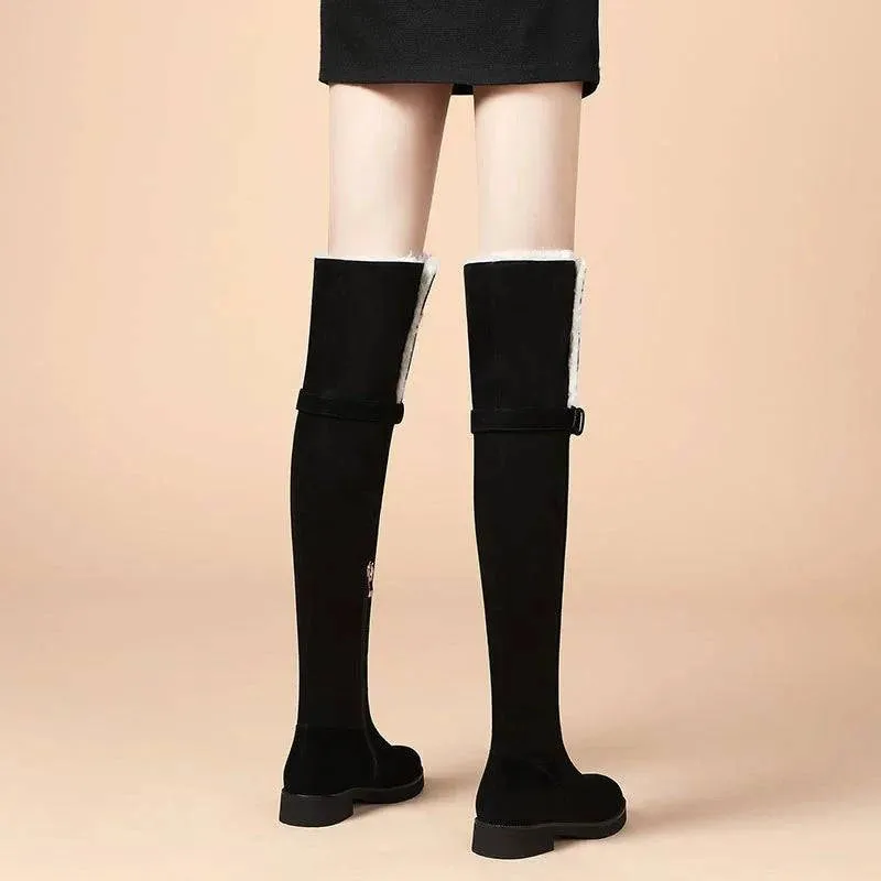 Over-the-Knee Winter Fur Thick Sole Jocey Boots
