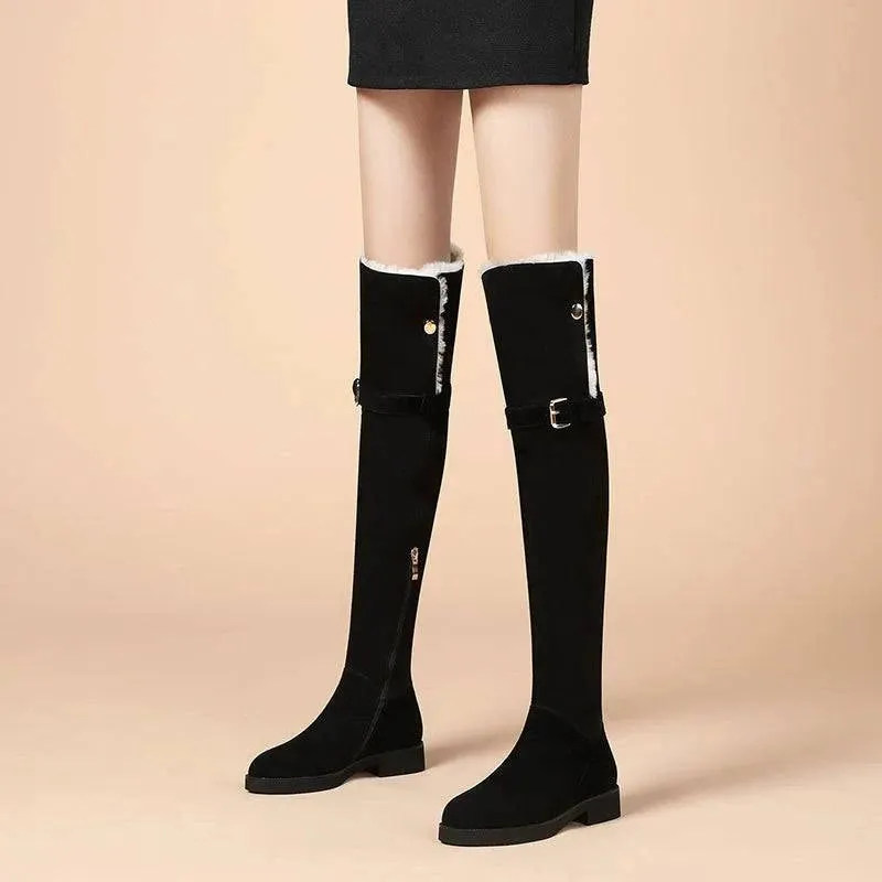 Over-the-Knee Winter Fur Thick Sole Jocey Boots