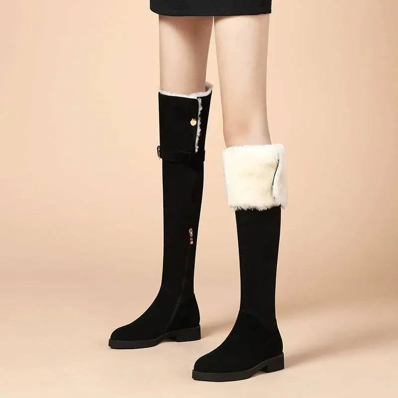Over-the-Knee Winter Fur Thick Sole Jocey Boots