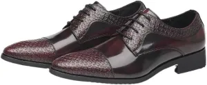 Oxford Formal Shoes for Men Lace Up Pointed Toe Patchwork Cap Toe Derby Shoes Slip Resistant Anti-Slip Non Slip Rubber Sole Low Top Prom