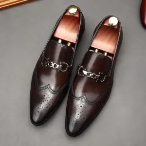 Oxford Leather Pointy Dress Shoes